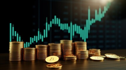 Wall Mural - coins on the graph