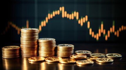 Wall Mural - coins on the graph