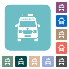 Canvas Print - Ambulance car front view rounded square flat icons