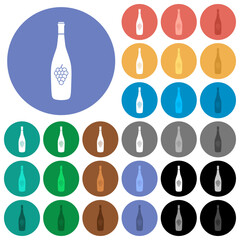 Sticker - Wine bottle with grapes round flat multi colored icons