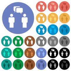 Poster - Two talking persons with rounded square bubbles solid round flat multi colored icons