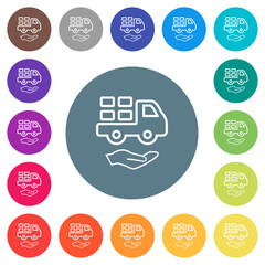 Sticker - Courier services outline flat white icons on round color backgrounds