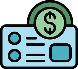 Sticker - Money card icon outline vector. Online offer. Contract store color flat