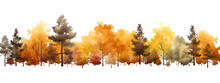 Fall Forest Tree Line Isolated On Transparent Background