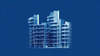 Wall Mural - Architecture building construction in blueprint 