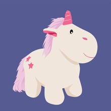 Isolated Illustration Of Cute Plush Unicorn Toy For Girls