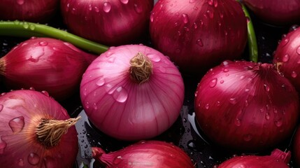 Wall Mural - fresh red onions full background