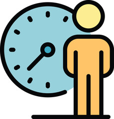 Wall Mural - Time management icon outline vector. Core mission. Trust follow color flat