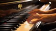 closeup of hands of playing the piano