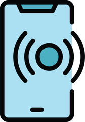Wall Mural - screen icon outline vector. digital phone. app hand color flat