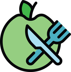 Wall Mural - Apple diet icon outline vector. Metabolic body. Human nutrition color flat