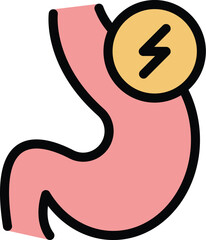 Wall Mural - Stomach energy icon outline vector. Diet body. Human system color flat