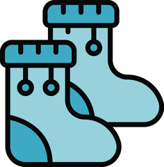 Sticker - Baby socks icon outline vector. Infant care. Newborn child color flat