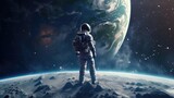 astronaut on the moon with earth background