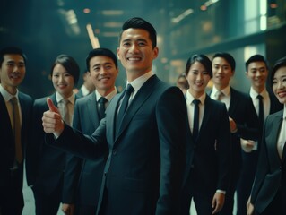 Asian business man in self-confident for group corporate leader