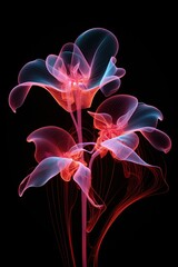 Wall Mural - Linear abstraction. Orchid flower. Generative AI