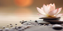 Detail Of Lotus Flower On A Blurred Background, Concept Of Mindfulness