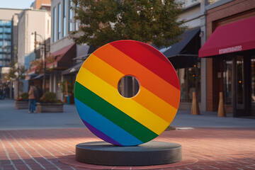Aufkleber - A rainbow-colored LGBTQ+ equality sign displayed outside businesses and institutions, showing support for LGBTQ+ rights. Generative AI technology.
