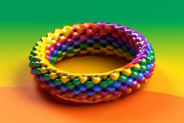 Aufkleber - A LGBTQ+ pride-themed jewelry piece, such as a rainbow-colored bracelet or necklace, symbolizing LGBTQ+ identity and pride. Generative AI technology.