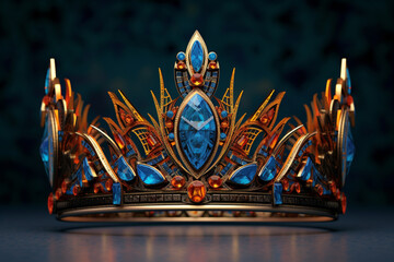 Poster - A geometric-inspired crown design with symmetrical shapes and intricate detailing, representing the regal nature of a queen. Generative AI technology.