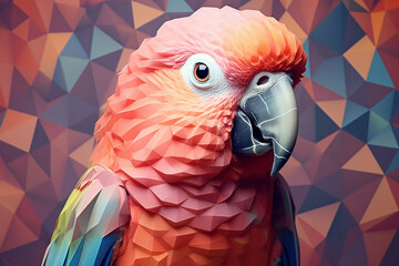 Aufkleber - A pastel-colored geometric-themed Parrot illustration with angular shapes and delicate pastel shades, capturing the wisdom and grace of this majestic bird.  Generative AI technology.