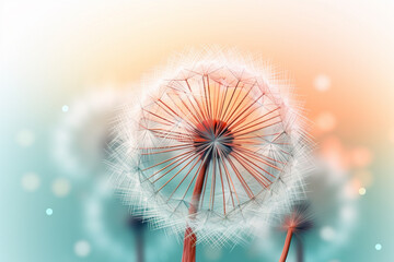 Poster -  A pastel-colored geometric-style dandelion artwork with intricate geometric shapes and soft pastel hues, showcasing the beauty of nature in a modern design.Generative AI technology.