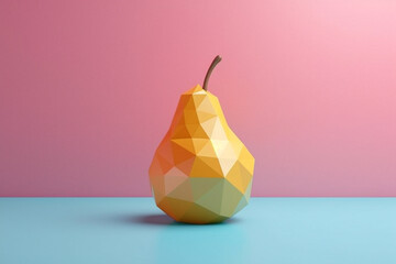 Aufkleber - A pastel-colored geometric-style Pear artwork with intricate geometric shapes and soft pastel hues, showcasing the beauty of nature in a modern design.  Generative AI technology.