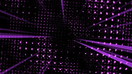 looped 3d animation, vfx pink purple tunnel with polygonal frames, sci-fi. abstract cyclic backgroun