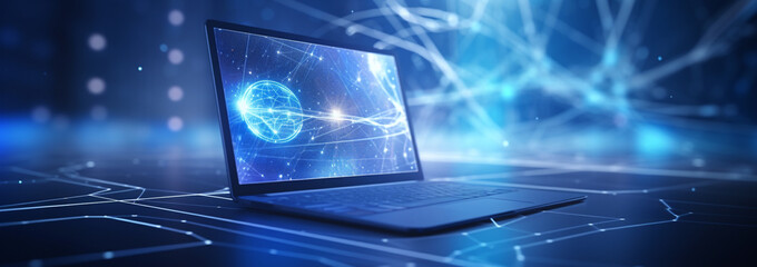 laptop with big data on the background