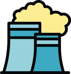 Poster - Power plant smoke icon outline vector. Air dust. Wind purify color flat