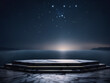 marble podium with ocean sky by night background created with Generative AI technology