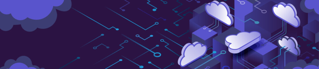 isometric background illustration of cloud technology,
