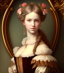 Wall Mural - Princess, Portrait in Baroque Style, Generative AI Illustration