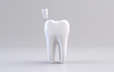 Toothpaste brush with a 3D design of white teeth in a white background