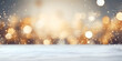 Abstract background Christmas lights in winter landscape with snow, lights bokeh blurred background, AI generate
