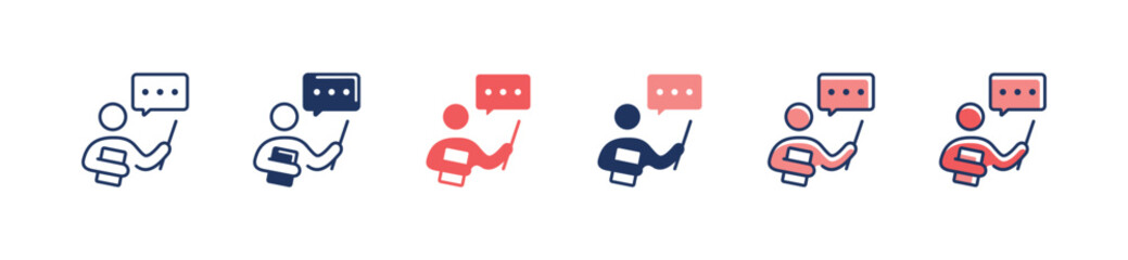 business public speech icon vector seminar coaching presentation symbol illustration people speaking