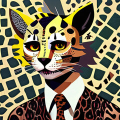 Wall Mural - Portrait of a Anthropomorphic leopard. Digital illustration.