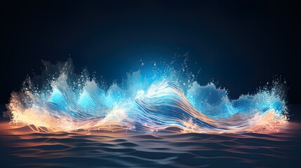 Wall Mural - neon wave, dark abstract background. ai generation