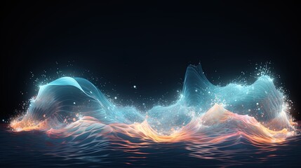 Wall Mural - neon wave, dark abstract background. ai generation