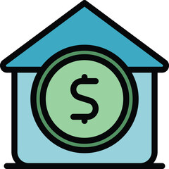 Canvas Print - Dollar buy house icon outline vector. Home people. City stay color flat