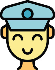 Sticker - Bank security man icon outline vector. Mobile payment. Money transfer color flat
