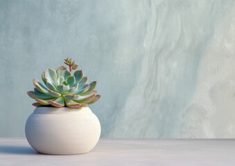 Wall Mural - echeveria on stones against a plastered wall, generative AI