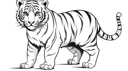 Simple coloring pages for children, tiger.