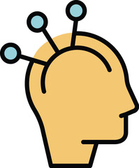 Sticker - Mental health icon outline vector. Mind positive. Emotion work color flat