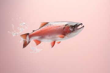 rainbow trout isolated on pastel background