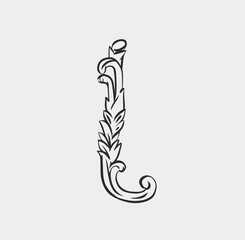 Wall Mural - hand drawn vector abstract outline,graphic,line vintage baroque ornament floral frame border in mini