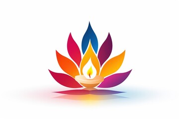 Creative diya design on white background, minimal diwali greeting. Generative Ai.