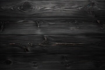 Dark Luxury. Top View of Black Table Background, Wood Textured with Grey, Space for Abstract Design: Generative AI