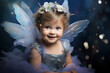 Generative ai collage photo of adorable baby wearing fairy costume birthday carnival concept