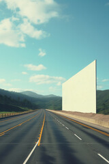 Wall Mural - An empty highway with a big screen on the side of it. Generative AI image.